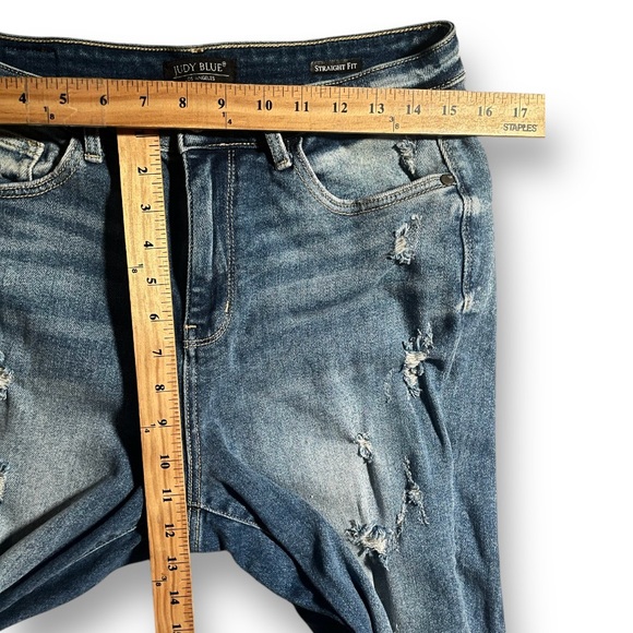 JUDY BLUE Y2K High Waist Release Hem Ankle Straight Leg Denim Jeans Pants 9 29 - Picture 9 of 14